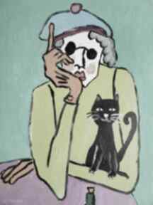 Obraz salonu babcia kotkiem obrazy zamówienie malarstwo