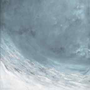 Nowoczesny obraz abstrakcyjny "frozen" 60x60 cm, turkusowy ze srebrem annsayuri art