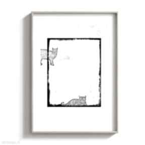 Plakat "dwa koty" 70x50 cm plakaty kokumo art z kotem, z kotami, kot