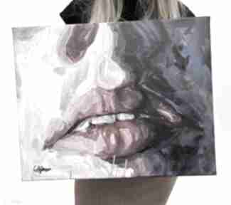"usta akrylowy na płótnie olga kozyra dekoracja, obraz, kobieta, zmysły, prezent