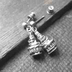 Kolczyki ze - małe wieżyczki treendy srebra, wiszące, sztyfty biżuteria