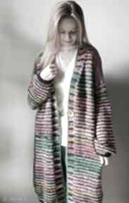 Multikolorowy sweter boho swetry the wool art, na drutach, modny wełniany kolorowy
