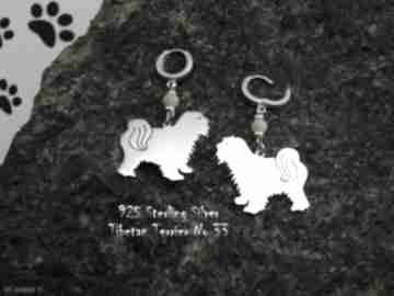Terrier tybetański srebro próby 925 kolczyki nr 33 frrodesign, kamianie naturalne, rękodzieło