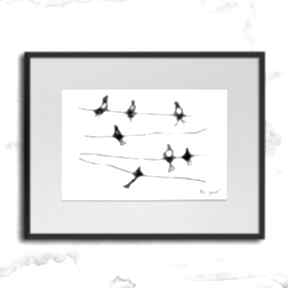 Grafika 6 - ptaki maja gajewska czarno biała, nowoczesna, z ptakami, do sypialni, na prezent