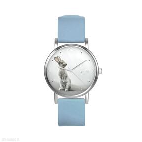 Zegarek mały - zając silikonowy, niebieski zegarki yenoo, pasek, dziecięcy, dla niej