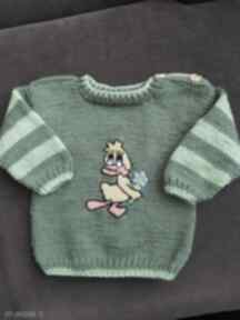 Sweterek " kaczuszka" gaga art, rękodzieło, niemowlę, na drutach