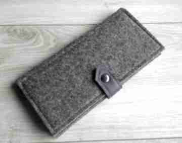 Wallet gray & blue leather aneta pruchnik portfel, filc, skóra, naturalna