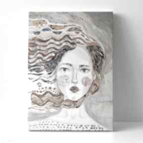 Obraz - wydruk 120x80 cm na wietrze gabriela krawczyk, twarz, kobieta, płótnie