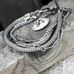 Srebro oksydowane, 925 łańcuszki bransoletka - arvena biżuteria autorska