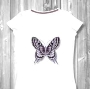 damska z nadrukiem super jakość - motyl w fioletach koszulki gala vena motylek, fioletowa