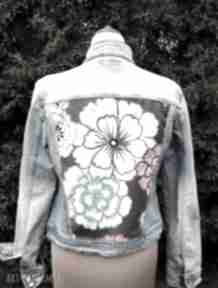Jeansowa kurtka z aplikacją w kwiaty gabiell, jeans, dżins - recykling