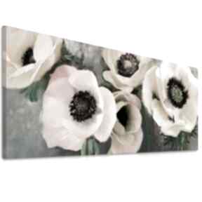 Obraz do salonu drukowany na płótnie z kwiatami, różowe kwiaty anemony 147x60cm 03159 ludesign
