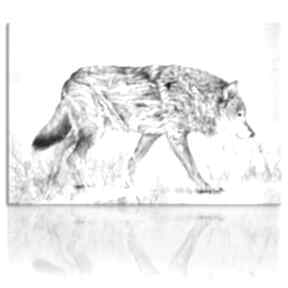 Obraz drukowany na płótnie - pejzaż z wilkiem120x80cm ludesign gallery z wilkiem, wilk szkic