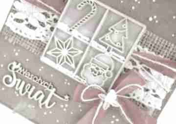 Prezent na święta. Świąteczny czas - kartka d scrapbooking marys ja boho, tekturkowa ozdoba