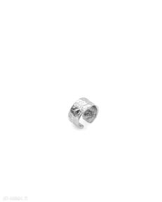 terra S srebrna kamaryd nausznica, mała prosta ze wzorem, wzorzysta biżuteria