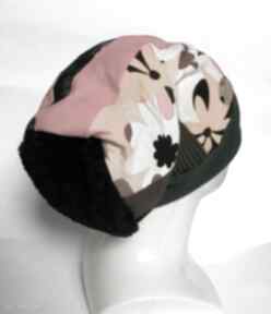 Czapka turbanowa etno boho patchwork ruda klara, kwiaty, folk, turban