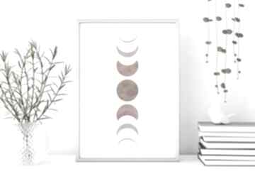Plakat A3 - fazy księżyca boho plakaty gabriela krawczyk, wydruk, księżyc