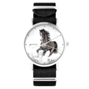 Zegarek - koń brązowy czarny, nylonowy zegarki liliarts zegarek