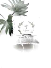 Haftowana poduszka na obrączki, personalizowana ślubna, motyw roślinny ślub tulito, dodatki