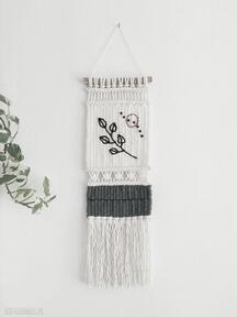 Makrama z liściem dekoracje boho home, macraweave, makatka, gobelin, styl, ścienna