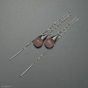 wire wrapping przewlekane, długie kolczyki karneol agata rozanska