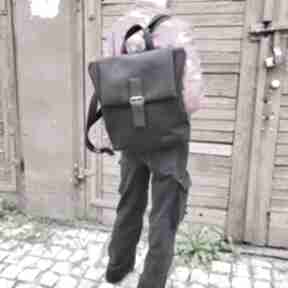 Plecak torba z klapą wodoodporny czarny pracownia magosha, duża torebka, do pracy