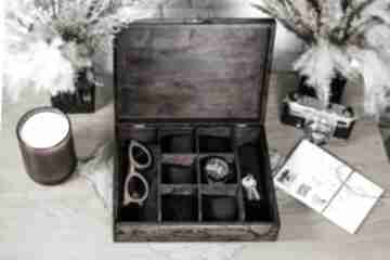 Szkatułka na zegarki treetrue art, pudełko prezent, skrzyneczka biżuterie, drewno