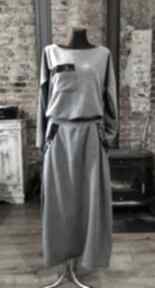 Tess sukienka dresowa maxi wygodna szara bawełniana elegancka