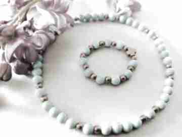 Rosateria komplet biżuterii, z turkusem, bransoletka elastyczna, pierścionek z koralików