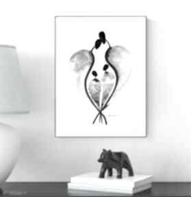 Grafika A4 malowana ręcznie, minimalizm, abstrakcja czarno biała, ilustracja art krystyna siwek