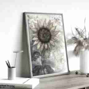 Oryginalna akwarela A4 słonecznik małgorzata domańska, kwiaty, ilustracja, sztuka