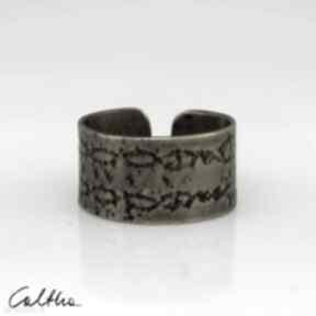 Wzór - 140123-02 caltha pierścień, pierścionek, obrączka, szeroki, mosiężny