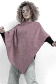 Ponczo z dzianiny swetrowej, t419, one size, fuksja poncho tessita, luźny krój, idealne