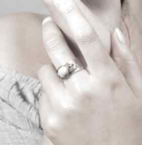Amazonit, srebrny - artystyczny prezent dla niej: kobiecy pierścionek, ślub anna