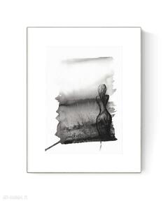 Grafika 21x30 malowana ręcznie na papierze, 3483617 art krystyna siwek obraz do salonu, czarno
