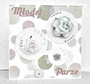 Radosny scrapbooking wrzosowisko kartka, ślub, młodej, parze, ślubna