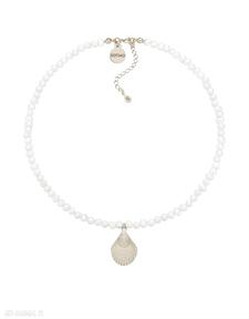 Naszyjnik z pereł naturalnych ze złotą muszlą naszyjniki sotho perły - modny - pozłacany