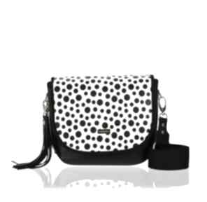 Torebka puro saszka 2429 black polka dots farbotka kolekcja, biało czarna, pojemna, na co