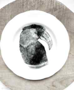 Ptak tukan: dekoracyjny ozdobny, ścienny talerz na ścianę ceramika