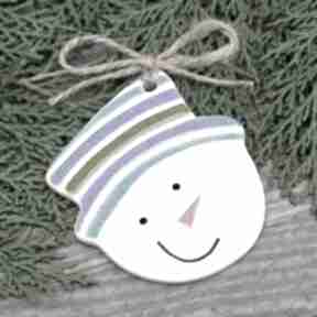 Upominek na święta! Bałwan - zawieszka ceramiczna dla dziecka pracownia ako, śnieg, choinka