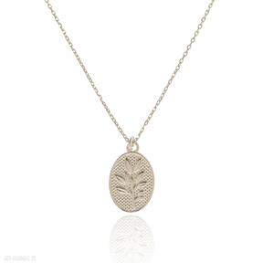Naszyjnik srebrny pozłacany z medalionem listkiem naszyjniki luo liść, listek, medalion