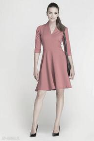 Sukienka rozkloszowana, suk147 czerwona lanti urban fashion casual, dekold, elegancka