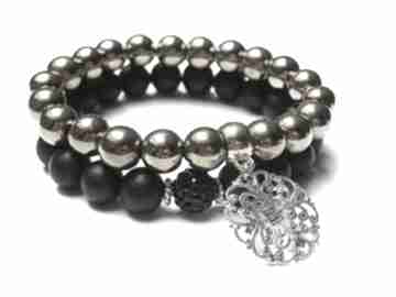 Black and gold duo hematyt blackstone swarovski shamballa komplet