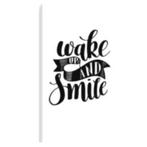 Napis na płótnie - wake up and smile 50x70 cm 56857 vaku dsgn, dekoracja, wystrój, typografia