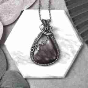 Miedziany wisiorek wire wrapping labradorytem #408 wisior amulet