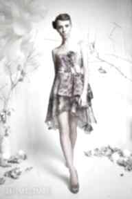 Peony - asymetryczna sukienka milita nikonorov koktajlowa, kolorowa, gorsetowa