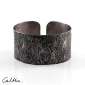 Kamień - miedziana 2000-07 caltha, regulowana bransoleta, minimalistyczna biżuteria, szeroka