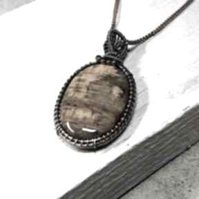 Nellit - kamień miodowy m204 naszyjniki jan art, pietersyt, rękodzieło, wire wrappe