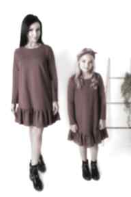 Latori - sukienka dziewczęca z kolekcji "mama i córka" ld49 3- falbana, trapezowa