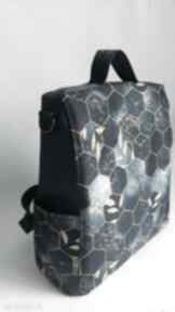 Plecak antykradzieżowy big hexalove heksagon, A4, miejski, złote liście, elegancki